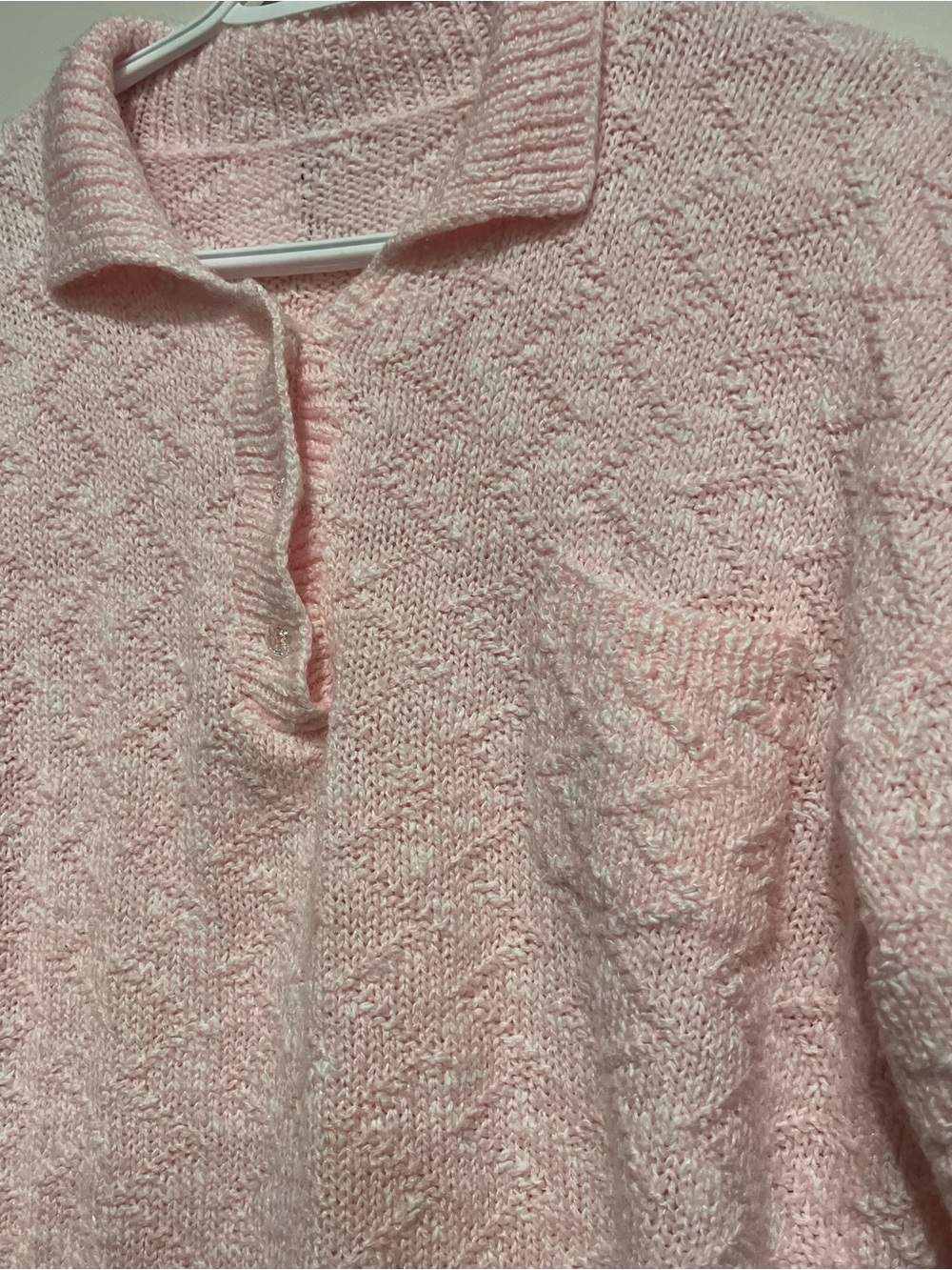 Vintage light pink short sleeve collared knit sweater - Picture 3 of 4